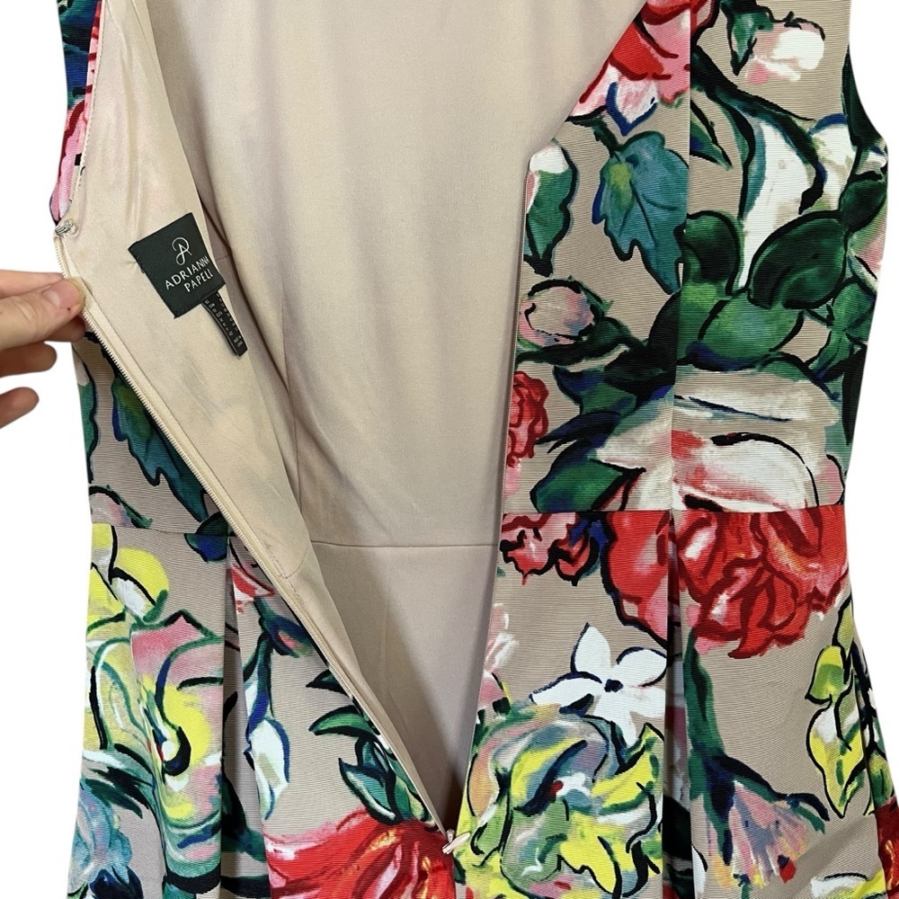 Adrianna Papell Multicolor Floral Boatneck Midi Dress - Picture 12 of 16